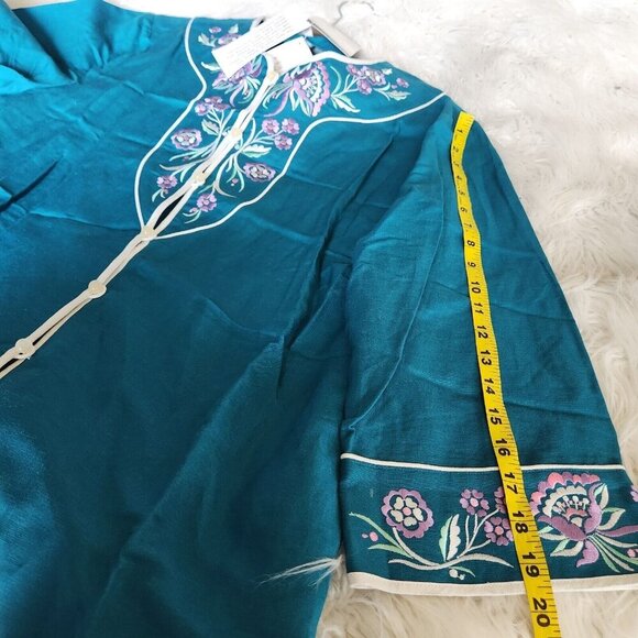 Bob Mackie Wearable Art Jacket Women's L Linen Rayon Floral‎ Embroidery NWT QVC - Picture 10 of 13